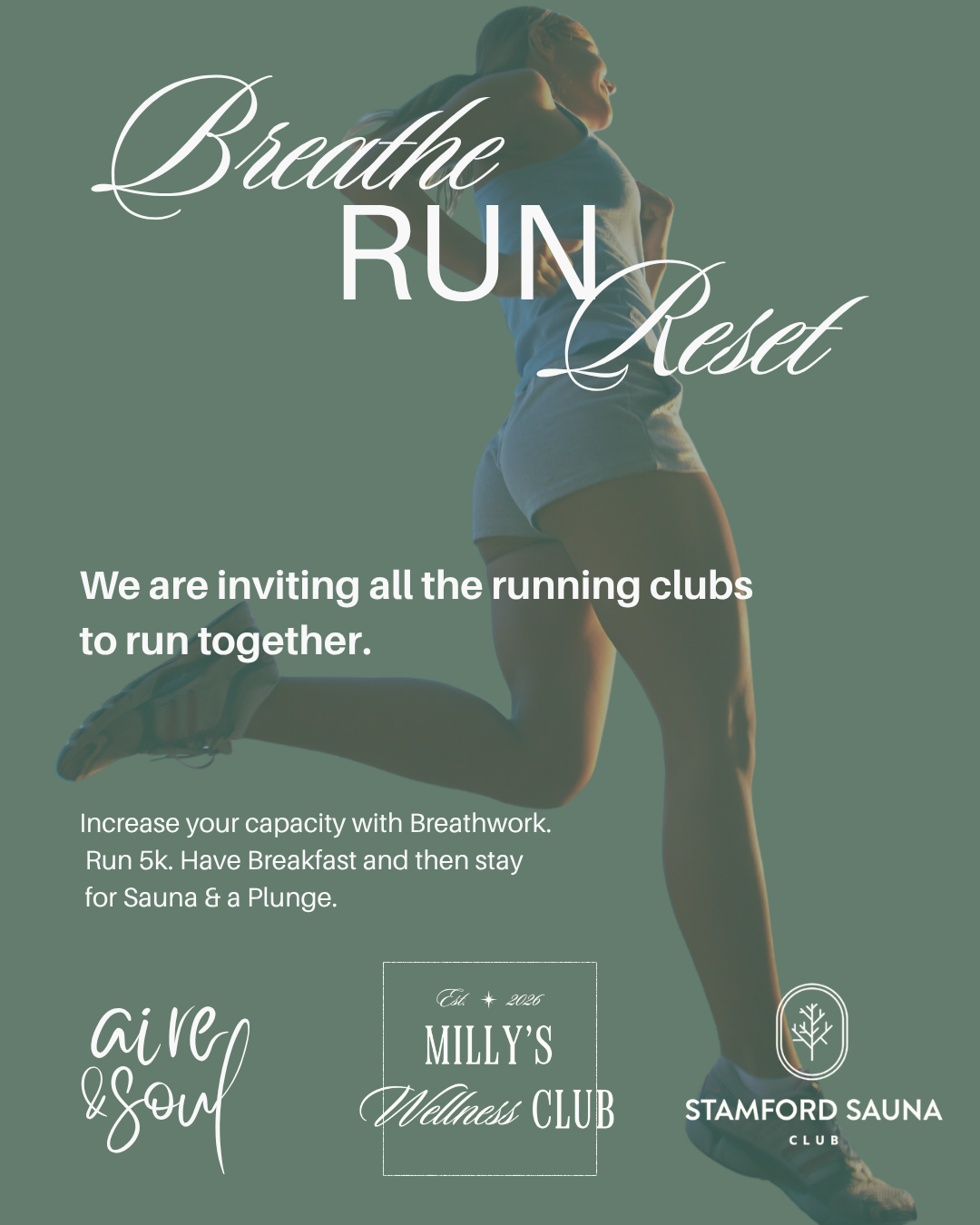 Breathe. Run. Reset. @ Milly's Wellness Club: Sunday 2nd August, 9:00am – 12:00pm