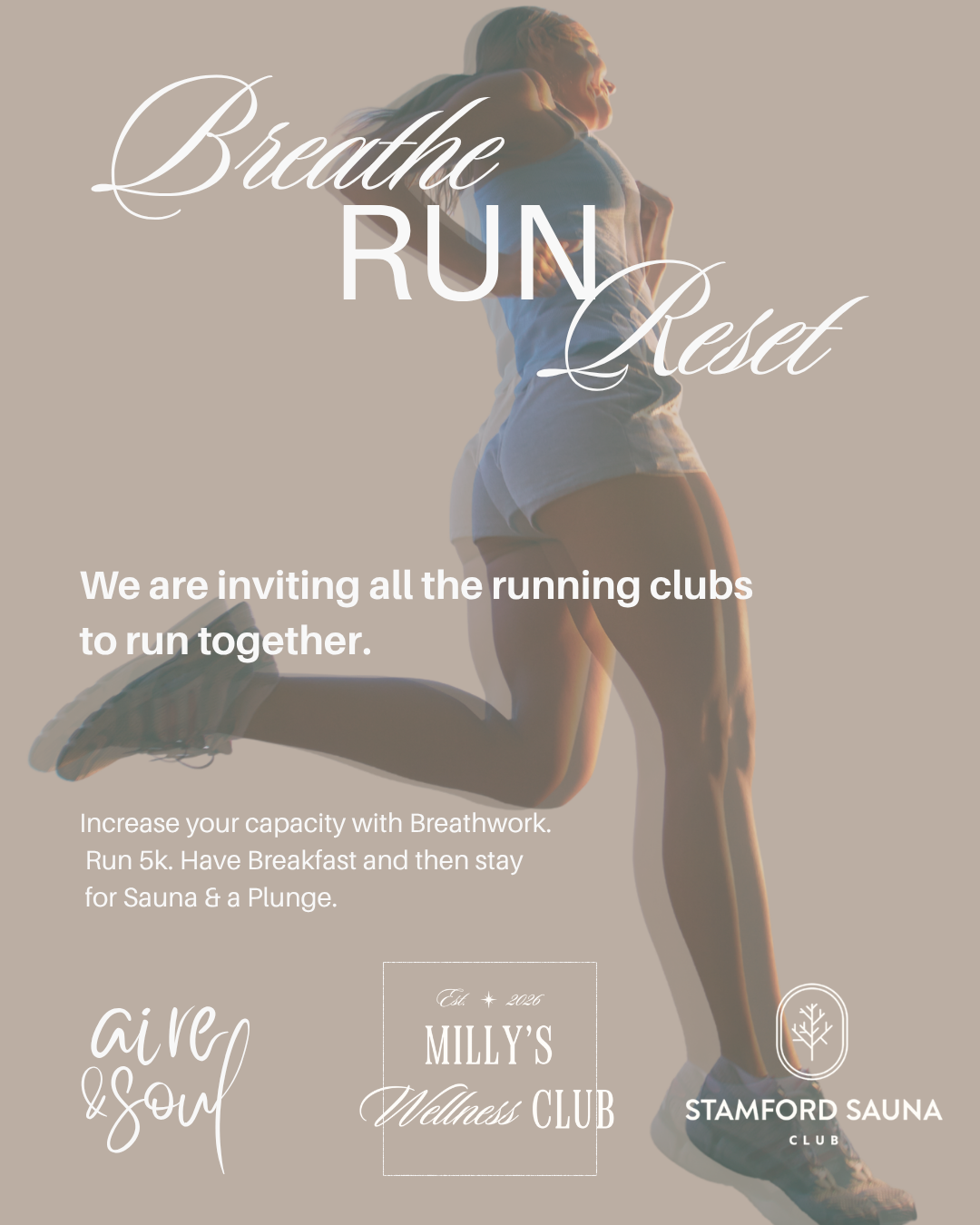 Breathe. Run. Reset. @ Milly's Wellness Club: Sunday 2nd August, 9:00am – 12:00pm